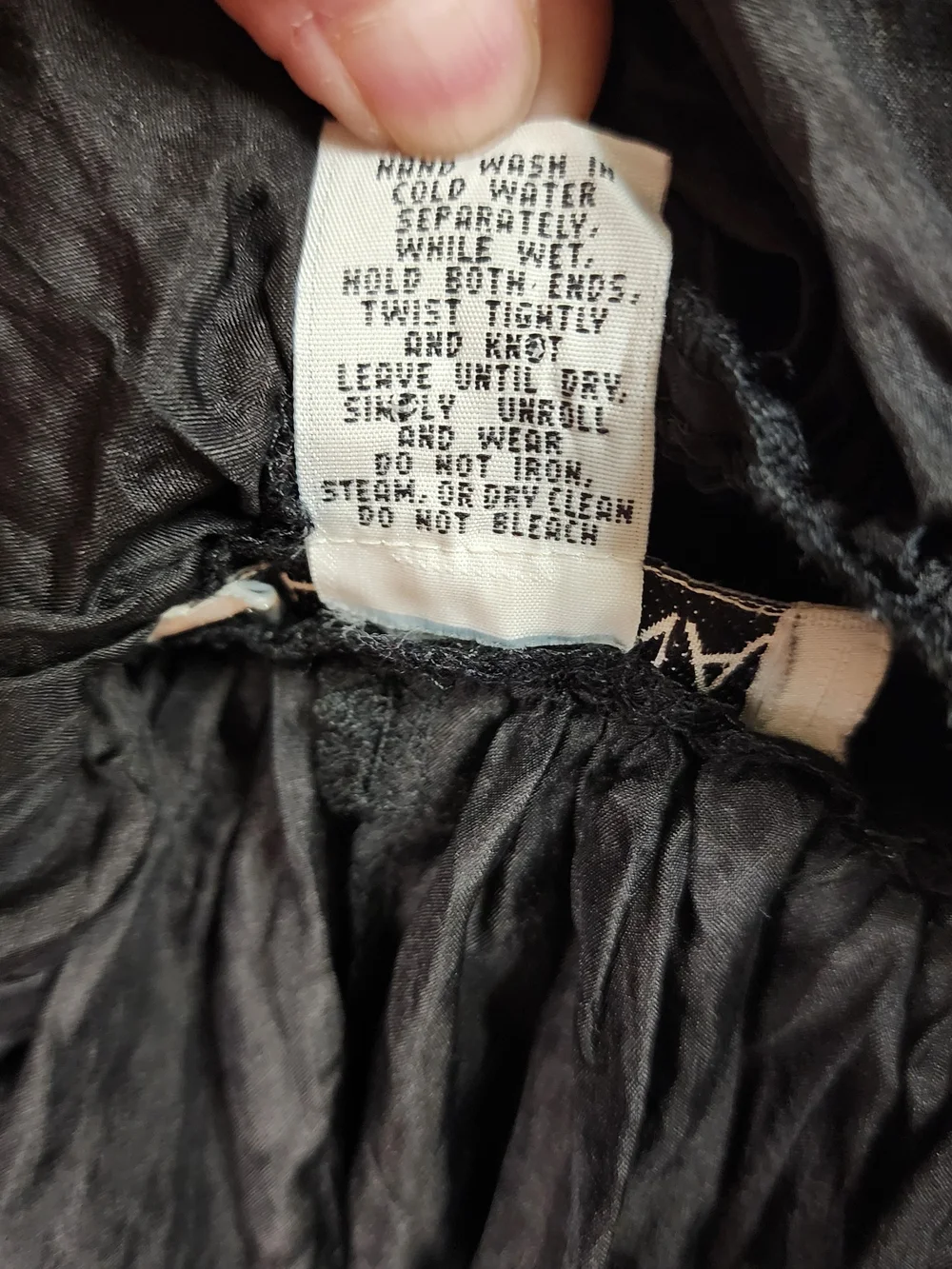 Vintage Christina Silk Crinkle Broomstick Maxi Skirt Black Size L Boho Whimsical